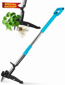 YISSVIC Mechanical Weed Puller Weed Remover Tool Stainless Steel 4-Claw & Foot Pedal
