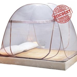 Pop up Mosquito Net Tent for Single Bed Double Bed Travel Outdoor Camping with Easy Zipper Access and 360° Protection (Coffee