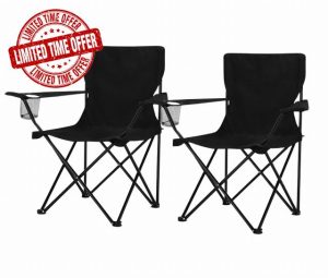 DID | Set of 2 Folding Camping Chairs | Leightweight | Cup Holder & Carry Bag | Ideal for Camping