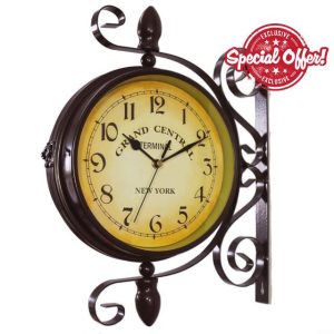 JINSBON Authentic Vintage Double Sided Wall Clock
