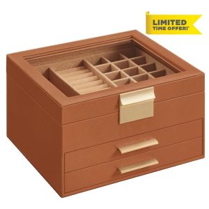 SONGMICS Jewellery Box with Glass Lid