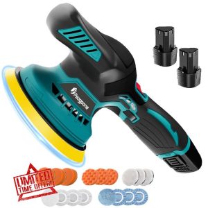 Cordless Car Buffer Polisher 6 Inch Electric Polisher Kit with 2PCS 12V 3.0Ah Battery