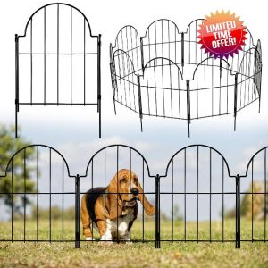 Thealyn Decorative Garden Fence 10 Panels No Dig Metal Fencing 43 cm (H) × 3.3 m (L) Animal Barrier Border for Dog