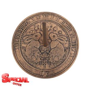 Something Different Wholesale Moon Gazing Hare Terracotta Sundial - Rustic Bronze-Like Finish for Charm