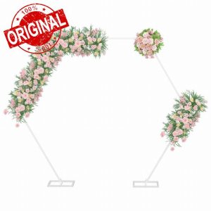 Large Balloon Arch Stand White: 2mx2.3m Hexagon Backdrop Stand Metal Wedding Decor Arch Frame Party Flower Decoration Gate for Weddings Venus Celebrations