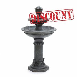 Serenity Two Tier Cascading Water Fountain Water Feature Traditional Pedestal Classic Design Self-Contained Polyresin Construction 96cm Height
