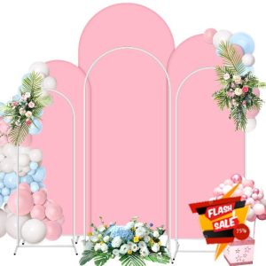 Set of 6 Metal Arch Backdrop Stands with Arch Covers for Wedding 6FT