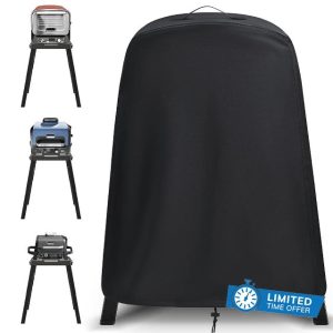 Amerbro Cover for Ninja Woodfire Outdoor Grill & Pizza Oven on Its Stand - Waterproof Ninja Pizza Oven Cover Compatible with Ninja Smoker Grill OG701 OG751 OG951 and Ninja Oven OO101 (Cover Only)