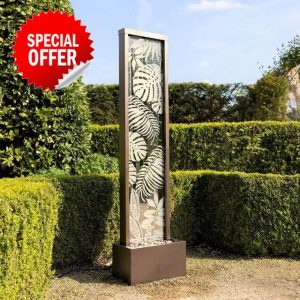 Primrose H180cm Lamego Bamboo Mirror Water Feature With Lights Outdoor Garden Fountai