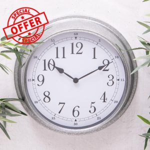 Large Metal Garden Wall Clock Round Waterproof Station Indoor Outdoor Clock 40cms