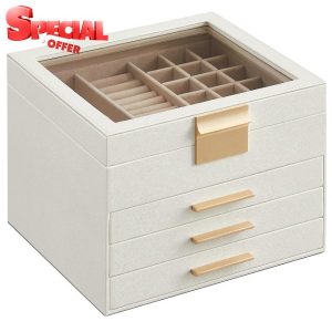 SONGMICS Jewellery Box with Glass Lid
