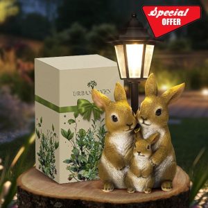UrbanHaven Outdoor Solar Light Rabbit Family Lantern
