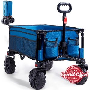 TIMBER RIDGE Beach Trolley Cart with Detachable Wide Wheels 100kg Capacity