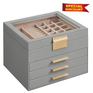 SONGMICS Jewellery Box with Glass Lid