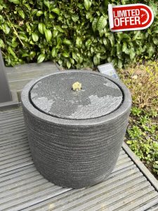 allpondsolutions Round Water Feature with LED Lights in Dark Grey