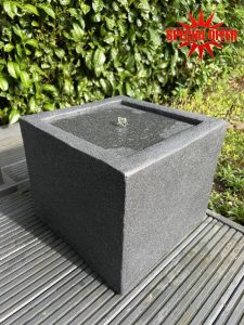allpondsolutions Square Solar Water Feature with LED Lights in Dark Grey - 37x37x30cm