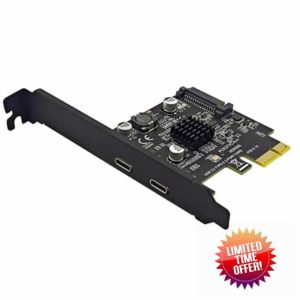 Tumuued 2Port PCIE Card PCI Express 3.0 X1 to Dual USB Expansion Card SATA Power USB3.2 Gen2 10Gbps ASM3142 Chip for Desktop PC