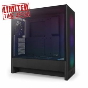 NZXT H5 Flow RGB - Compact ATX Mid-Tower PC Gaming Case - High Airflow - F360 RGB Core (CV) Included - 360mm Front & 240mm Top Radiator Support - Cable Management - Tempered Glass - Black