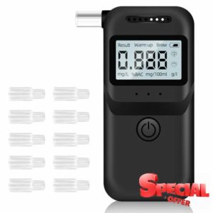 Alcohol Breathalyser Tester with semiconductor sensors - Alcohol Checker with 10Pcs Mouthpieces and Infrared Laser lamp