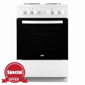 SIA ESXB60W 60cm White Electric Cooker With 4 Zone Plate Hob