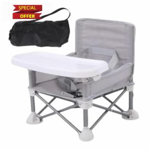 Baby High Chair Foldable Booster Seat Dining Chair Portable Baby Beach Chair with Removable Tray and Sunshade