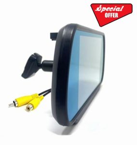 Dolphin Automotive 7" Rear View Mirror Screen Display Monitor For Vans With Adhesive Stalk For Viewing Reversing Cameras
