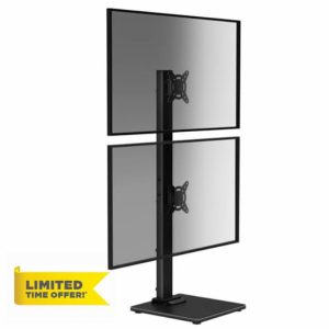 Suptek Dual Monitor Stand with Base- Vertical Stack Screen Free-Standing Monitor Riser Fits Two 13 to 36 Inch Screen with Swivel