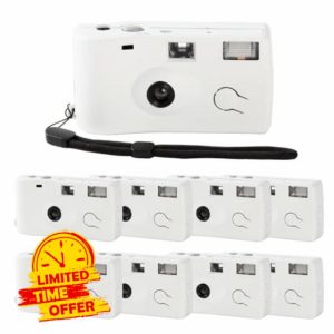 PJPSAA 8 Pack Disposable Cameras Bulk White Single Use Camera with Flash and Hand Strap for Wedding Birthday Party Baby Shower Travel