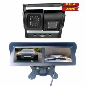 Dolphin Automotive Commercial Van Dual Twin Commercial Reversing Reverse Rear View Camera Black (with 4.3" Dual Dash Monitor)