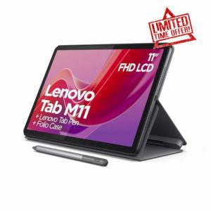 Lenovo Tab M11 Android Tablet | 11 Inch Full HD 1200p | 128 GB | Lenovo Tab Pen + Folio Case | WiFi | 4 GB RAM | Luna Grey | Designed for Portable Entertainme