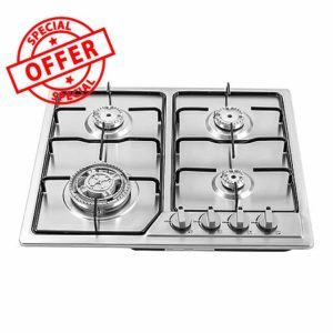 4 Burners Kitchen Built-In Gas Hob Cooker Stainless Steel Stove Top Cooktop Cooking Ng Lpg Built In Four Burner Silver 4-Burners for domestic or commercial cooking in homes or restaurants 58 * 50cm