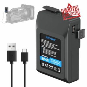 CITYORK 95Wh V-Mount/V-Lock Battery for Sony BP-95W with USB-C input charger and USB-C cable