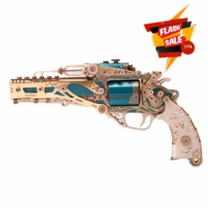Lumitex Revolver 3D Wooden Puzzle with Wooden Bullets Mechanical Brain Teaser DIY Handcrafted Kits for Adults to Build 3D Puzzle 2024 Christmas Jigsaw Gift - 318 Pieces