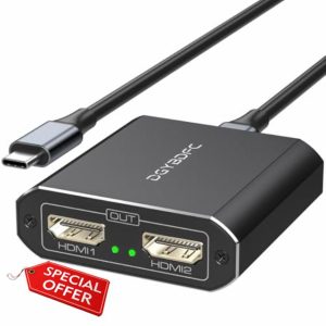 DGYBDFC USB C to Dual HDMI Splitter Adapter Converter 2 * 4K@60Hz Type C to HDMI Splitter Extended Display for Windows/Vista/XP and macOS etc. Plug and Play No Driver (macOS Only Support SST Mode)