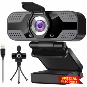 Webcam for PC with Microphone - 1080P FHD Webcam with Privacy Cover & Webcam Tripod Stand