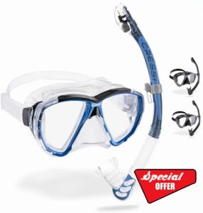 CRESSI Combo Big Eyes+Alpha U.D. - Unisex Mask Extraordinary Visibility Big Eyes and Dry Snorkel Alpha U.D. Ideal for Diving