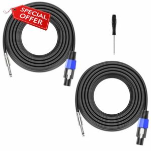GCTBL 30M 2pack Speakon to 1/4" Speaker Cables Audio Amplifier Cord Wire DJ/PA Speakon Cable