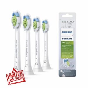 Philips Sonicare Original W2 Optimal White Standard Sonic Toothbrush Heads - 4 Pack in White (Model HX6064/10)