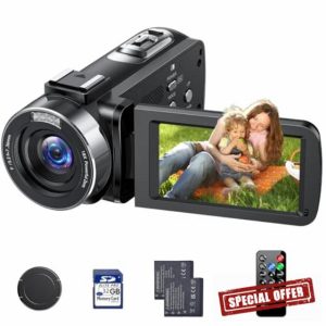 FIREFOTO 4k Video Camera 42MP Camcorder with 3.0 Inch 270°Rotation Screen 18x Digital Zoom Vlogging Camera for YouTube Remote Control with 2 Batteries 32GB Card