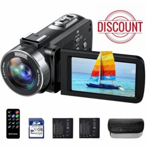 HOTPEAK 4K Recorder Video Camera Handheld Camcorder Vlog Camera for YouTube 18X Digital Zoom 3” 270° Rotation Screen Vlogging Camera with 32G SD Card