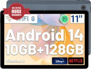 FECLYDET Tablet 11 Inch Android 14 Tablet - 10GB+128GB+1TB Expansion