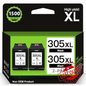 305XL High Yeild Ink Cartridges Black- 2X 750 Pages