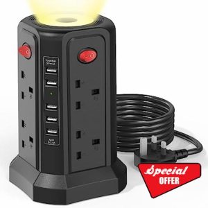 Tower Extension Lead with USB Slots and Night Light