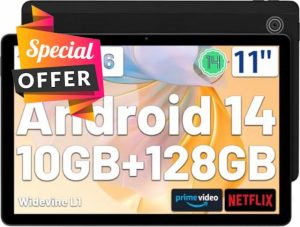 FECLYDET Tablet 11 inch Android 14 Tablet - 10GB+128GB+1TB Expansion