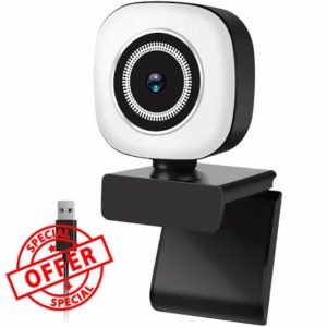 JORPETS Webcam HD 1080P with Microphone & Ring Light -USB Computer Web Cam Video Camera for Mac Windows Laptop Gaming Xbox Skype OBS Twitch Youtube Xsplit Stream Video Calling and Recording