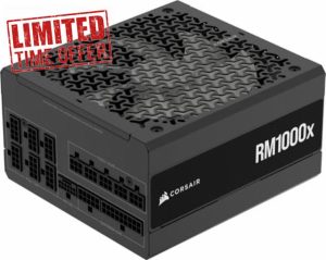 CORSAIR RM1000x Fully Modular Low-Noise ATX Power Supply – ATX 3.1 Compliant – PCIe 5.1 Support – Cybenetics Gold Efficiency – Native 12V-2x6 Connector – Black