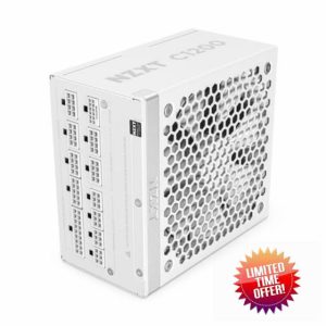 NZXT C1200 Gold ATX 3.1 - Fully Modular Low-Noise PC Gaming Power Supply - 1200 Watts - 80 PLUS Gold - 12V-2x6 Connector - Zero Fan Mode - 100% Japanese Capacitors - White