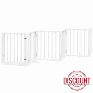 idaXL Dog Gate with Door - Foldable 6 Panels