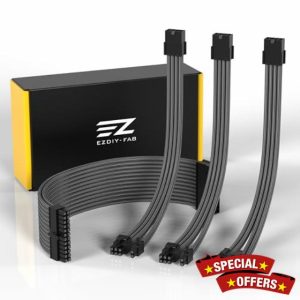 EZDIY-FAB PSU Extension Cable Sleeved Custom Mod PC Power Supply Cable