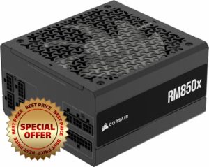 CORSAIR RM850x Fully Modular Low-Noise ATX Power Supply – ATX 3.1 Compliant – PCIe 5.1 Support – Cybenetics Gold Efficiency – Native 12V-2x6 Connector – Black